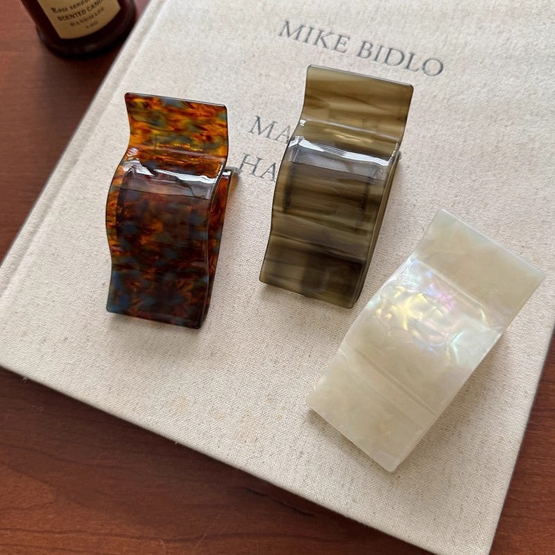 Korean Style Retro Fashion Custom Logo Square Duck Acetate Wave Large Hair Claw Clips for Women's Girls Accessories
